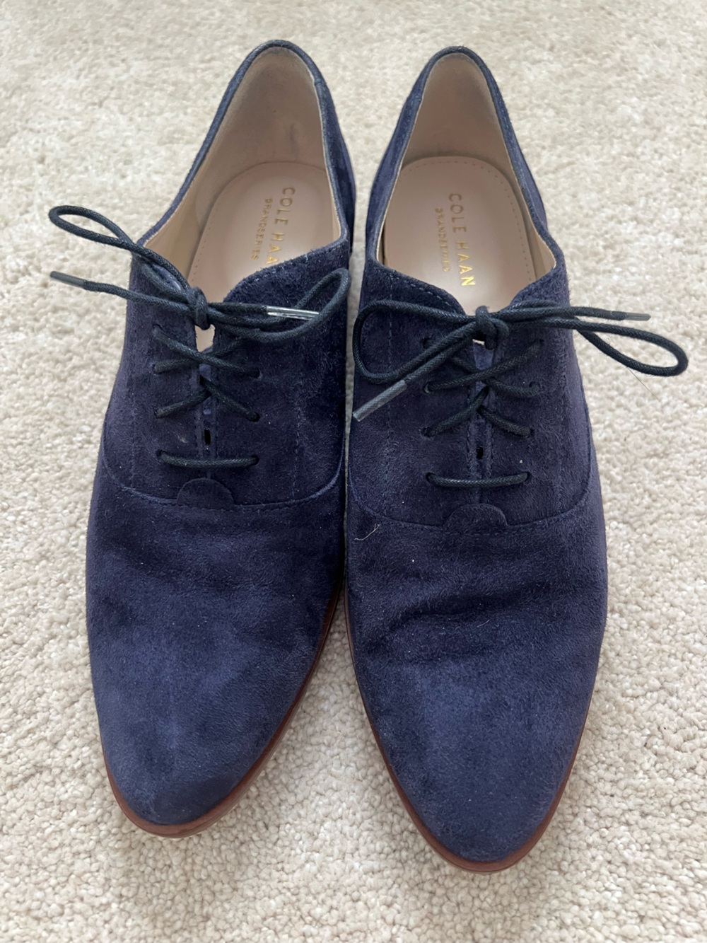 Cole Haan Navy Suede Derby Oxfords
